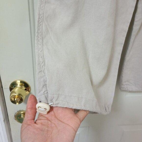 Elan 100% Linen Cargo Capri Pants Size M Womens Beige - Picture 6 of 9